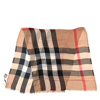 Burberry Modal Silk Cashmere Mega Check Lightweight Scarf Camel 2 of 4