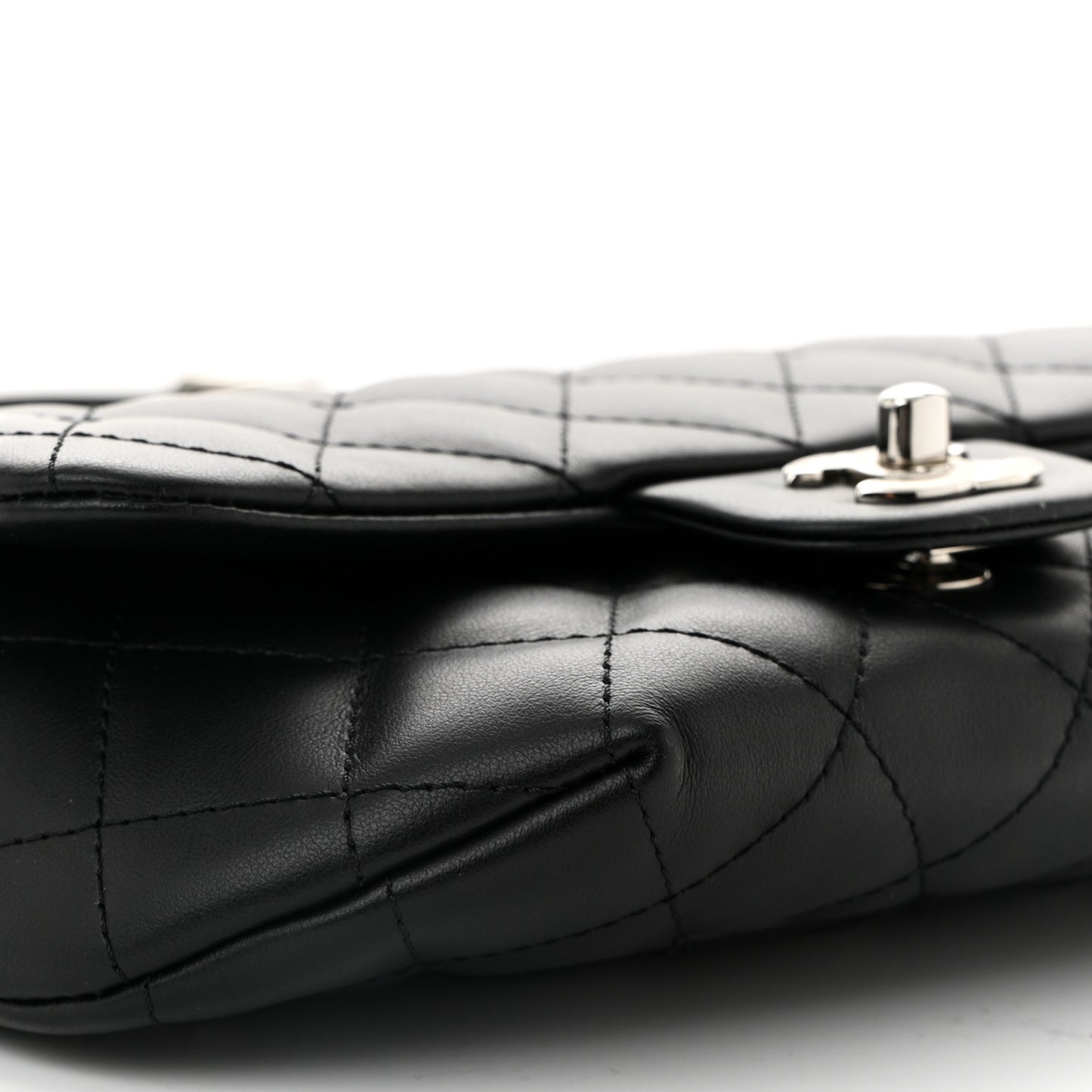 Calfskin Quilted CC Uniform Flap Belt Bag Black