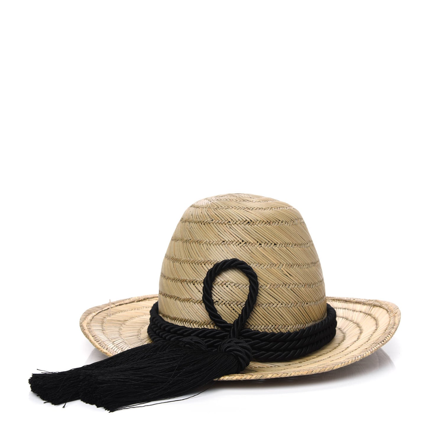 Straw Wide Brim Hat S Ivory Black