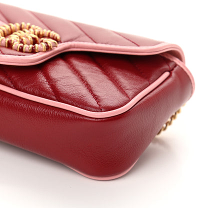 Gucci Azalea Calfskin Enamel Matelasse Diagonal Super Mini Torchon GG Marmont Shoulder Bag New Cherry Red Wild Rose 6 of 10