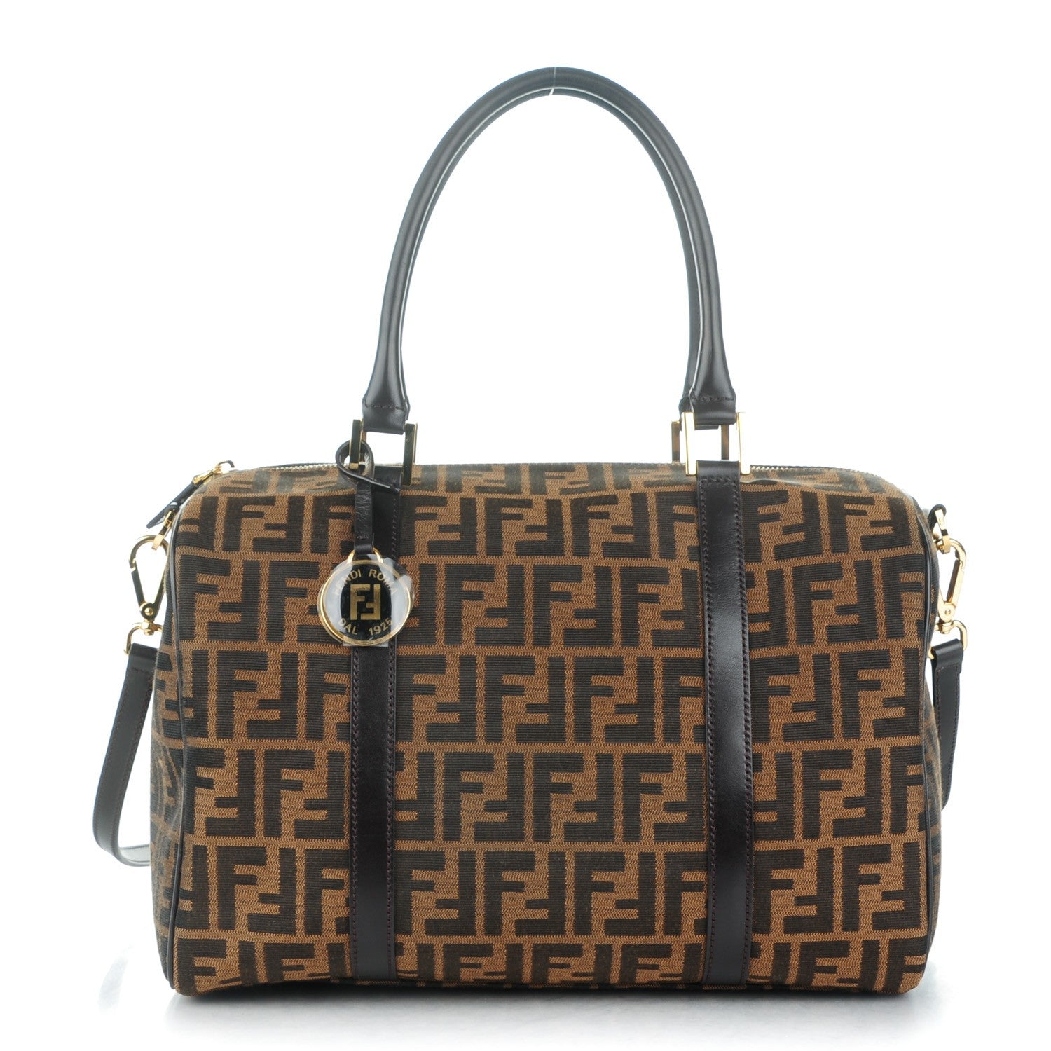 Fendi Zucca Medium Convertible Boston Satchel Tobacco Brown 1 of 7