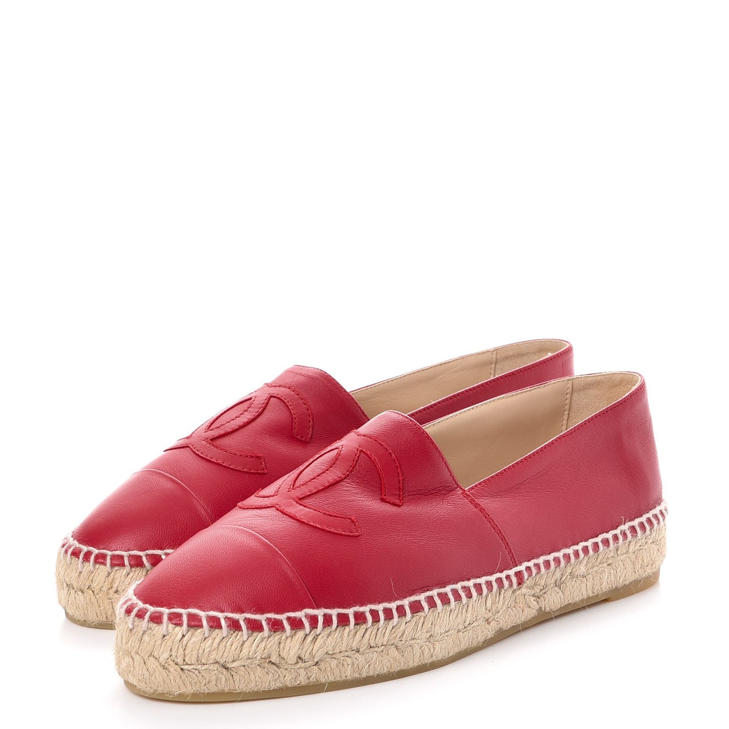 Lambskin CC Espadrilles 39 Red