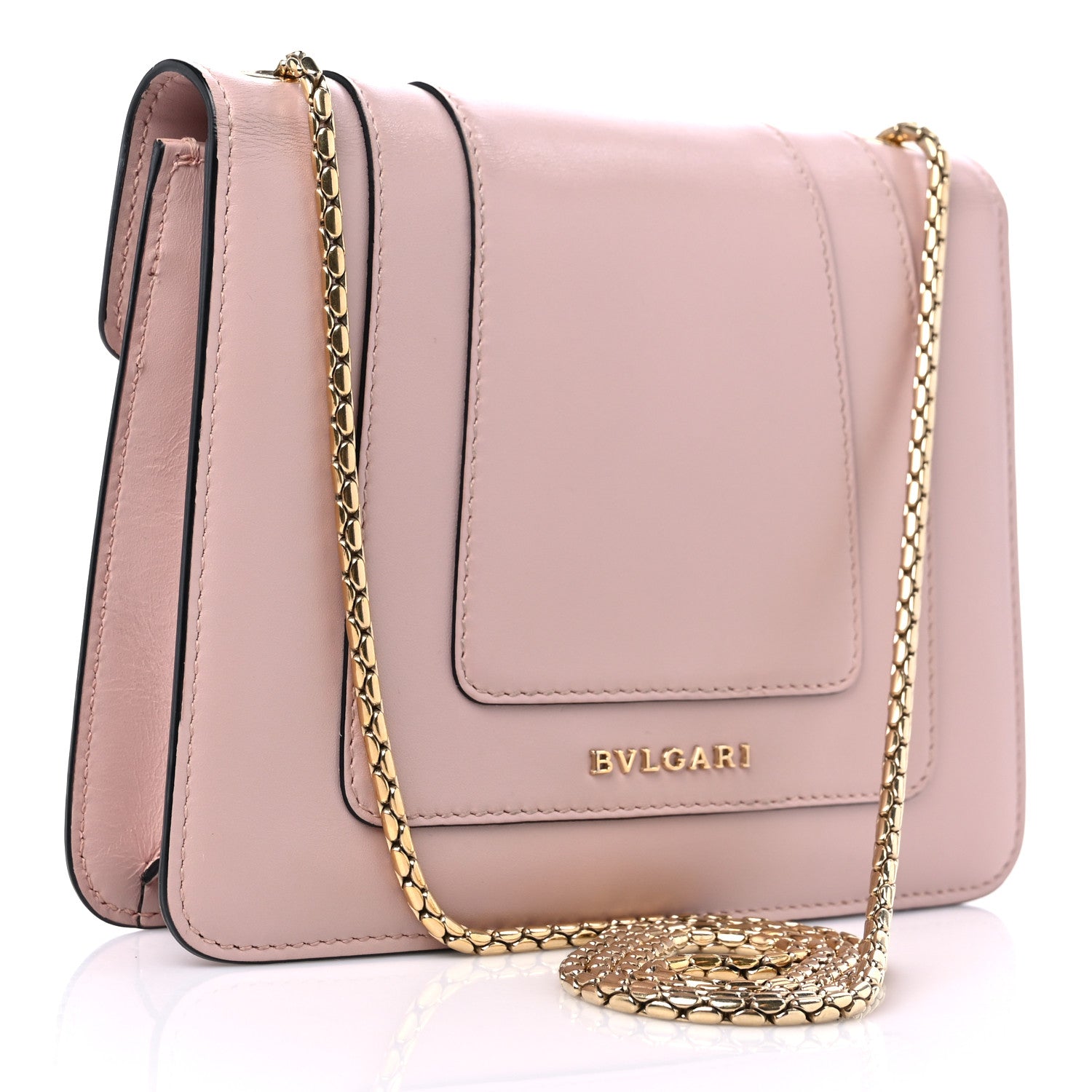 Bulgari Calfskin Small Serpenti Forever Snake Strap Crossbody Bag Light Pink 4 of 13