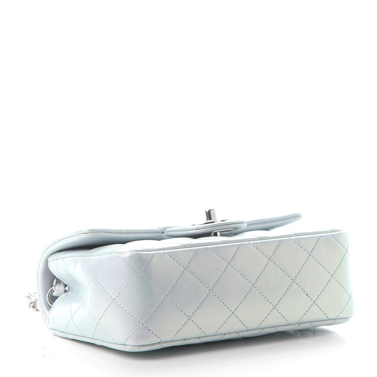 Chanel Iridescent Calfskin Quilted Mini Rectangular Flap Light Blue 4 of 9