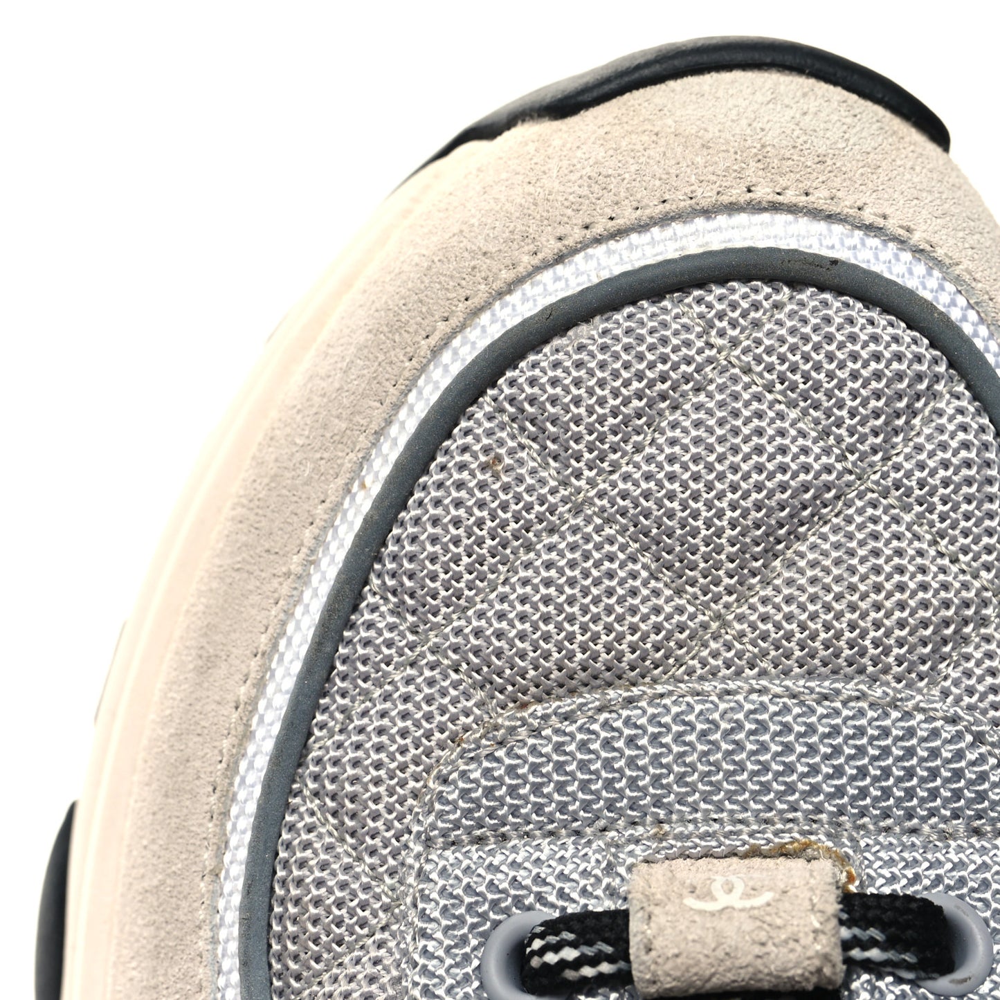 Mesh Suede Calfskin Grained Calfskin Womens CC Sneakers 38 Beige Grey Black