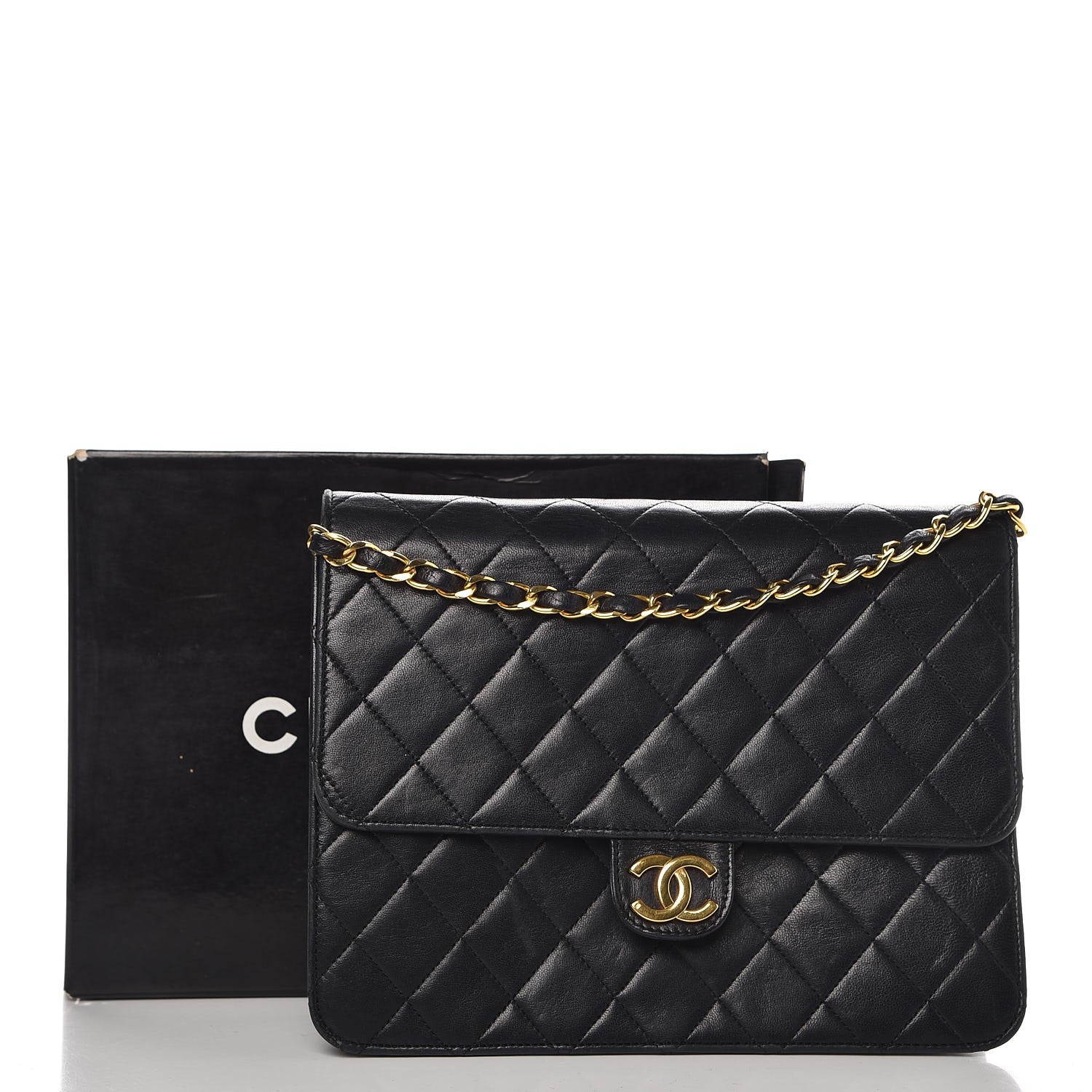 Chanel Lambskin Quilted Medium Single Flap Black 14 of 14
