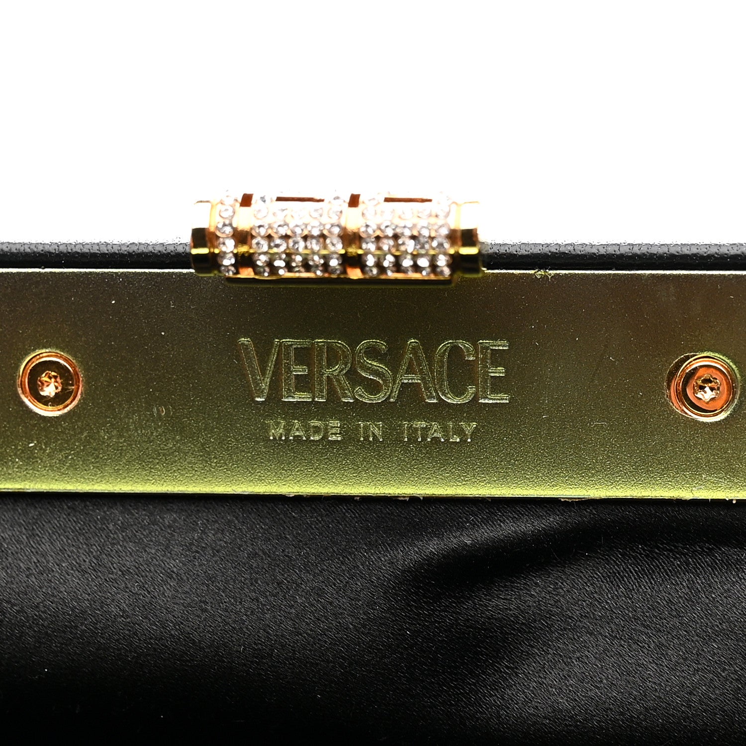 Versace Satin Crystal Medusa 95 Plaque Clutch Black 11 of 19