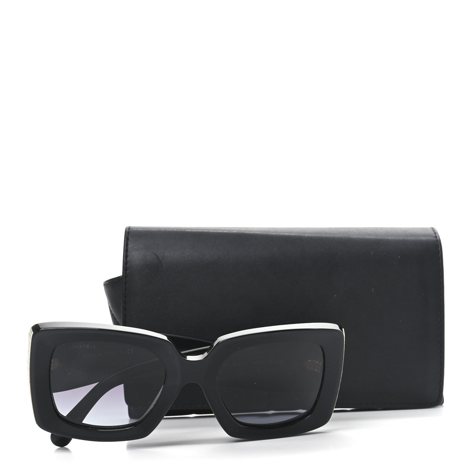 Chanel Acetate Rectangle Sunglasses 5435 Black 7 of 7