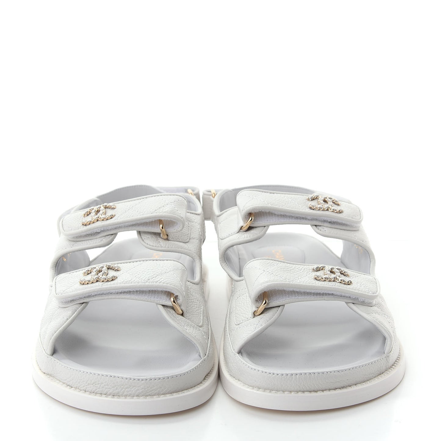 Grained Calfskin Velcro Dad Sandals 39.5 White