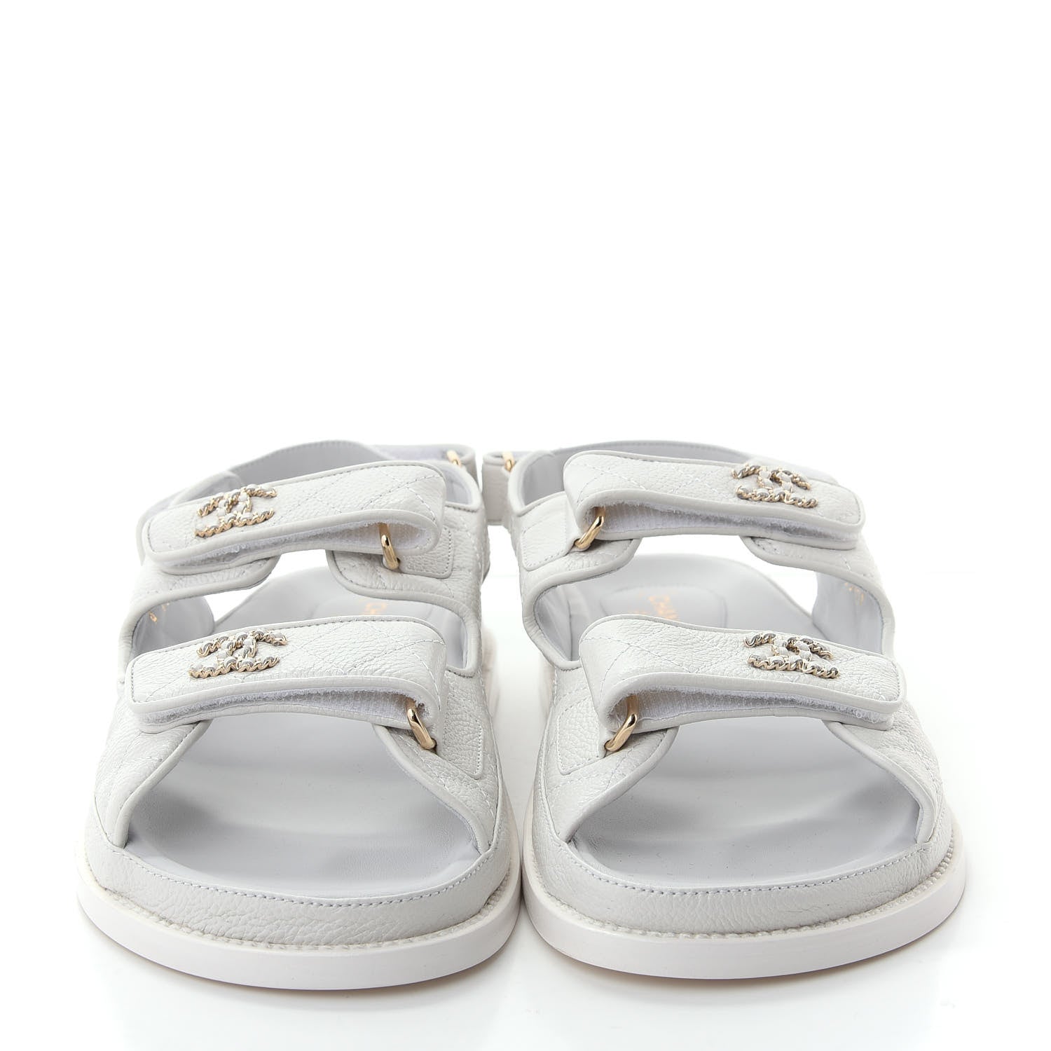 Chanel Grained Calfskin Velcro Dad Sandals 39.5 White 2 of 11