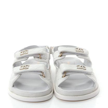 Chanel Grained Calfskin Velcro Dad Sandals 39.5 White 2 of 11