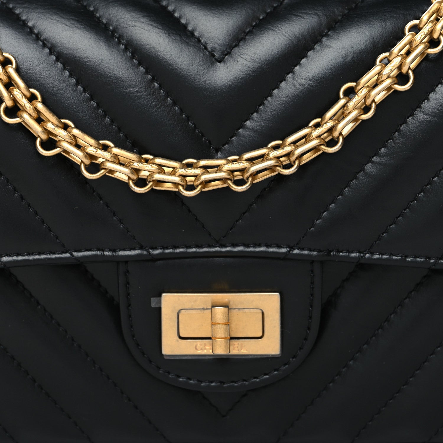 Chanel Aged Calfskin Chevron Quilted 2.55 Reissue Mini Flap Black 8 of 10