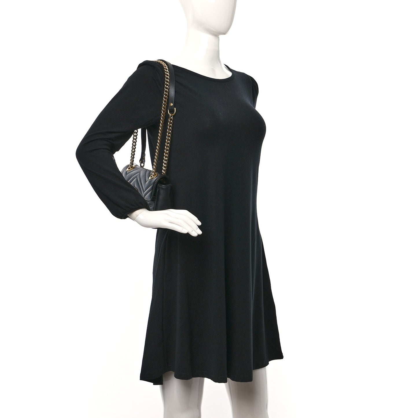 Calfskin Matelasse Mini GG Marmont Shoulder Bag Black