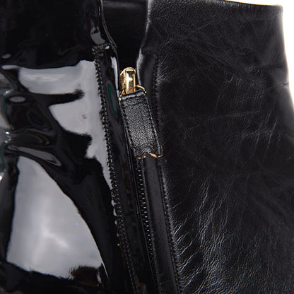 Chanel Patent Lambskin Cap Toe Short Boots 38.5 Black 9 of 11