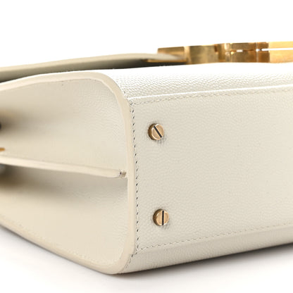 Saint Laurent Grain de Poudre Mini Classic Monogram Cassandra Top Handle Crema Soft 9 of 12