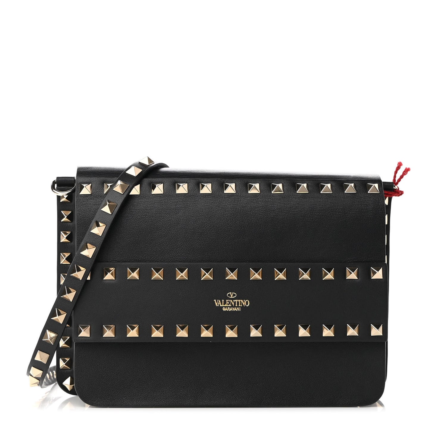Vitello Rockstud Side Slip Crossbody Black