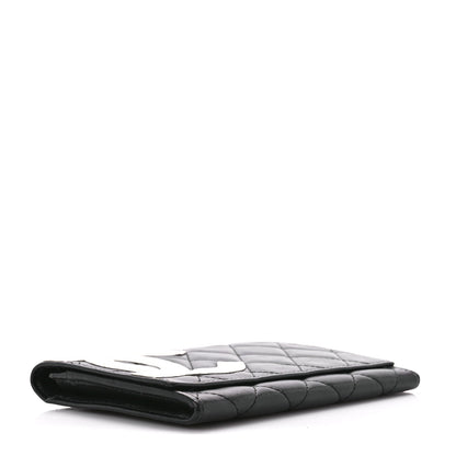 Chanel Calfskin Quilted Cambon Flap Wallet Black White 4 of 10