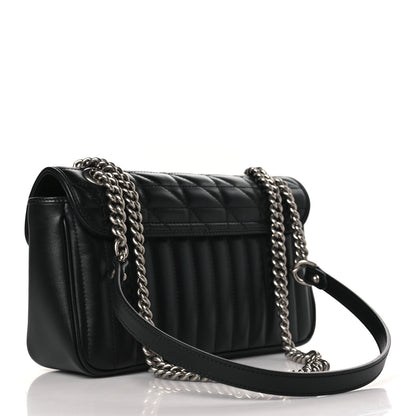 Gucci Calfskin Matelasse Aria Small GG Marmont Shoulder Bag Black 2 of 8