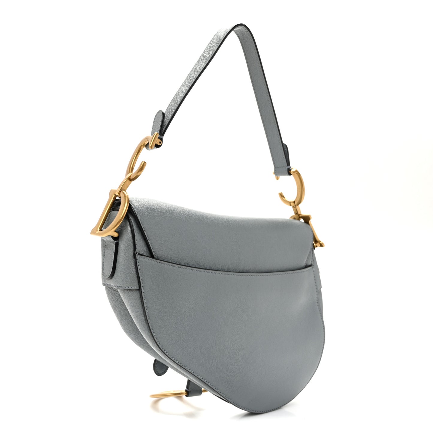 Shiny Goatskin Saddle Bag Cloud Blue