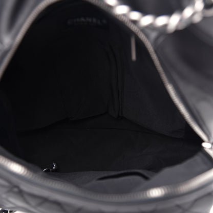 Chanel Metallic Lambskin Quilted Drawstring Backpack Black 5 of 10