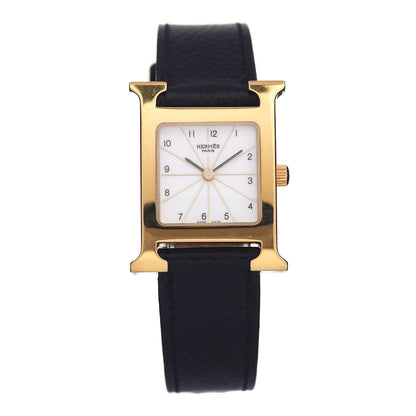 Hermes Stainless Steel Courchevel 21mm Heure H Hour Quartz Watch Noir 1 of 5
