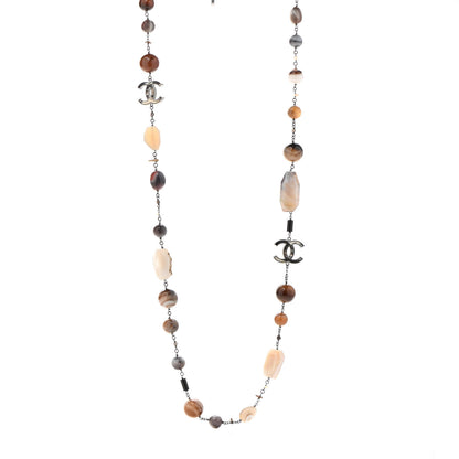 Chanel Stone CC Long Necklace Silver Multicolor 1 of 6