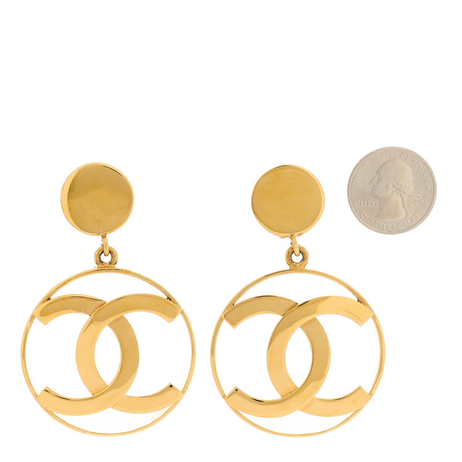 Chanel CC Drop Clip On Earrings Gold 2 of 5