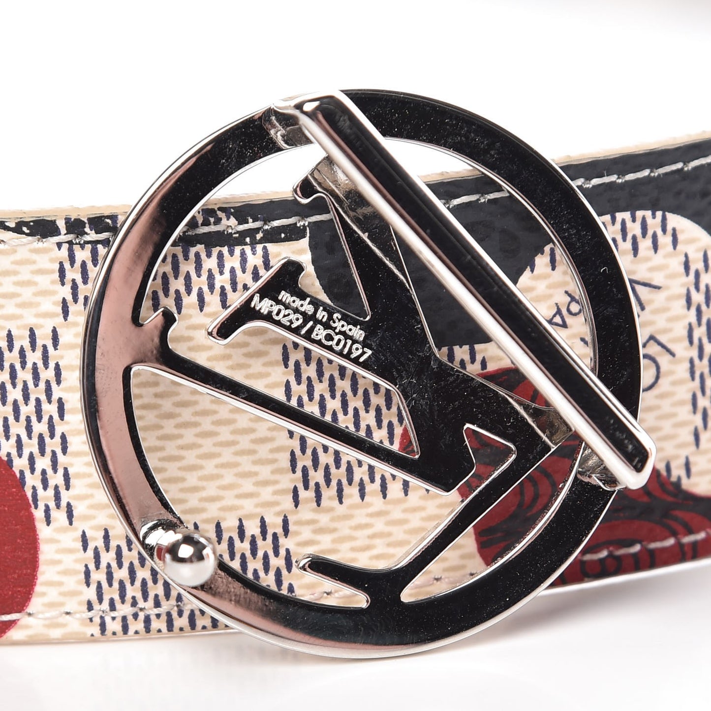 Damier Azur Patchwork Waves LV Circle Belt 80 35