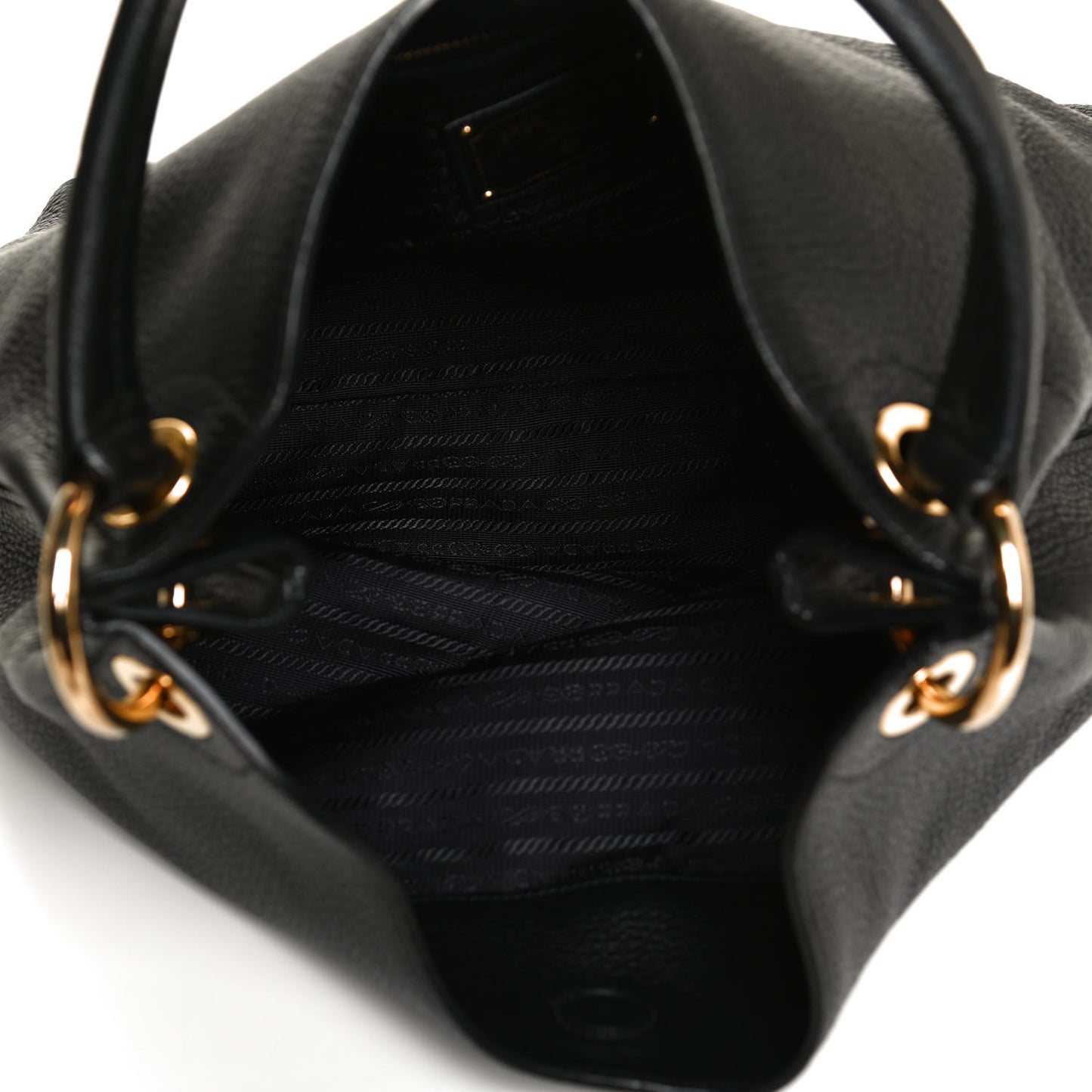 Vitello Phenix Embossed Logo Hobo Black