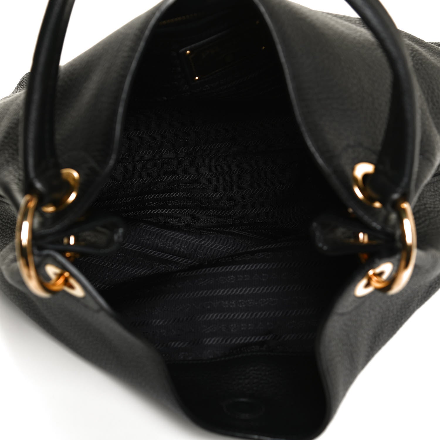 Prada Vitello Phenix Embossed Logo Hobo Black 8 of 10