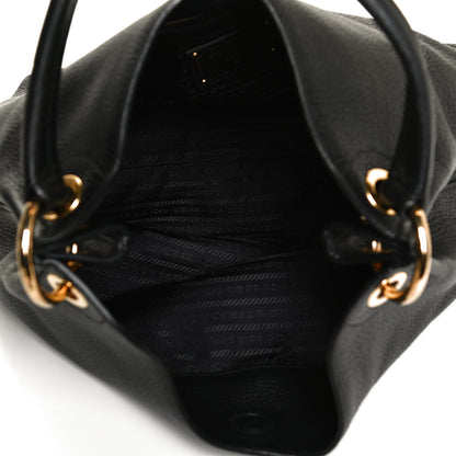Prada Vitello Phenix Embossed Logo Hobo Black 8 of 10