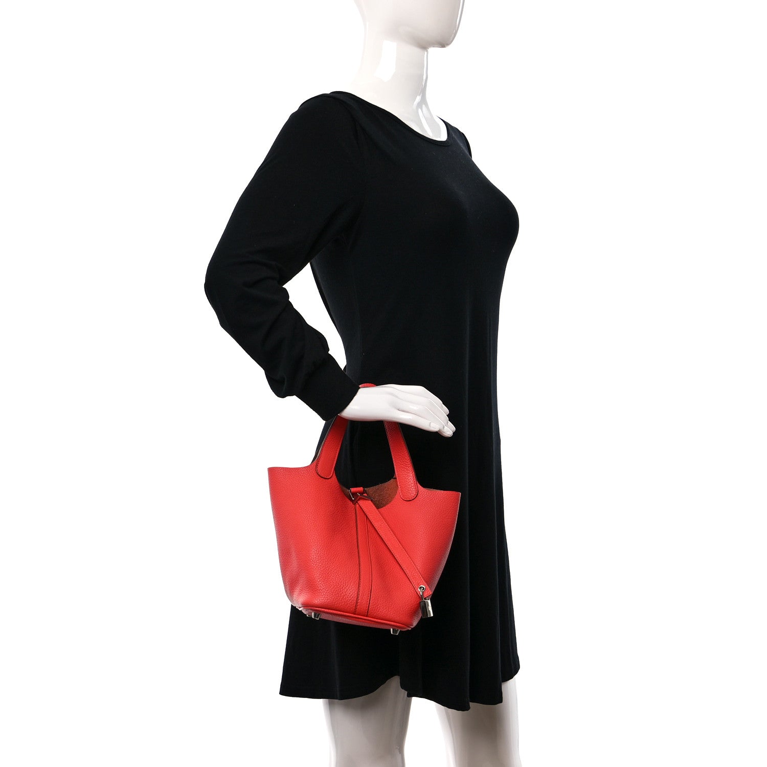 Hermes Taurillon Clemence Picotin Lock 18 PM Rouge Pivoine 2 of 8