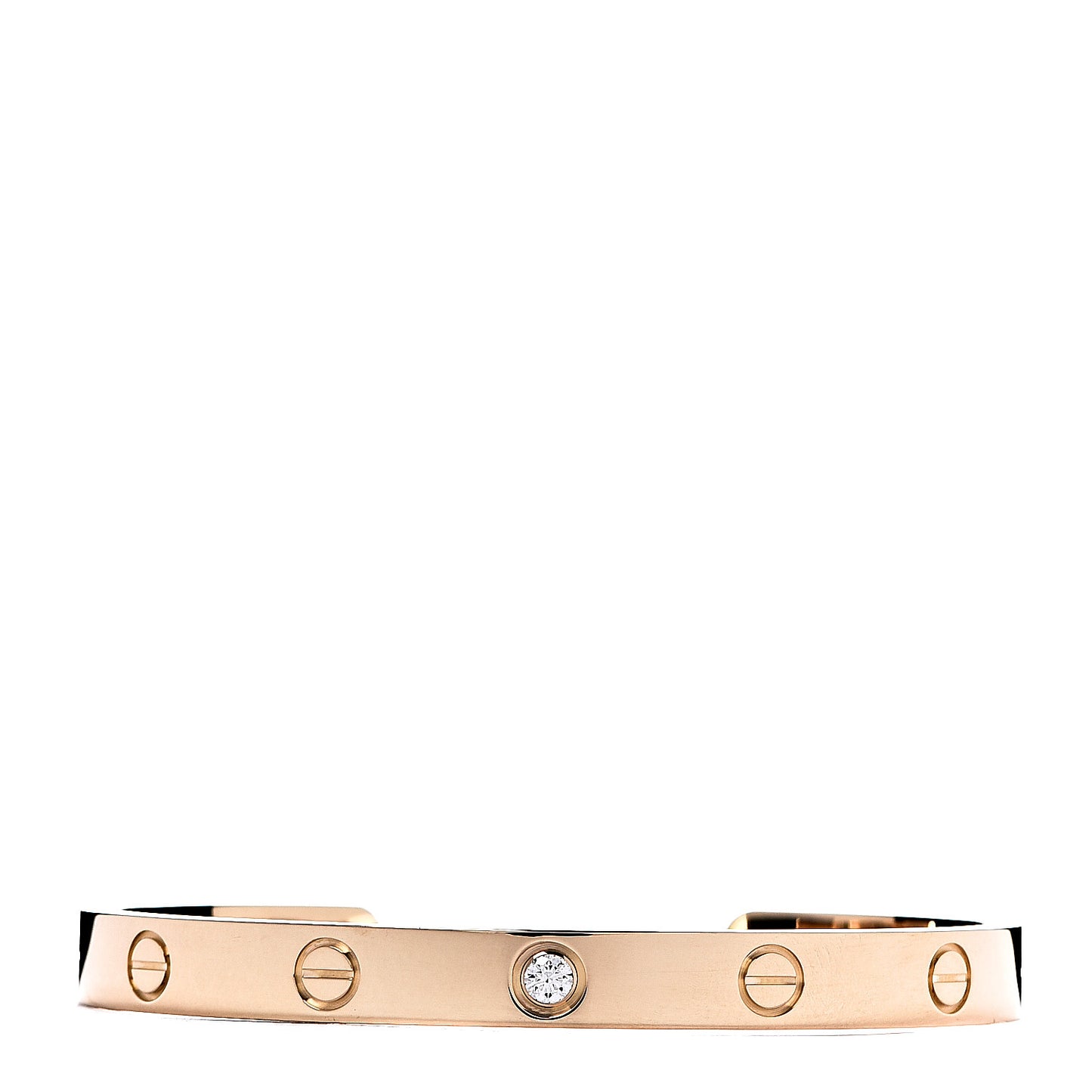18K Yellow Gold 1 Diamond LOVE Cuff Bracelet 17
