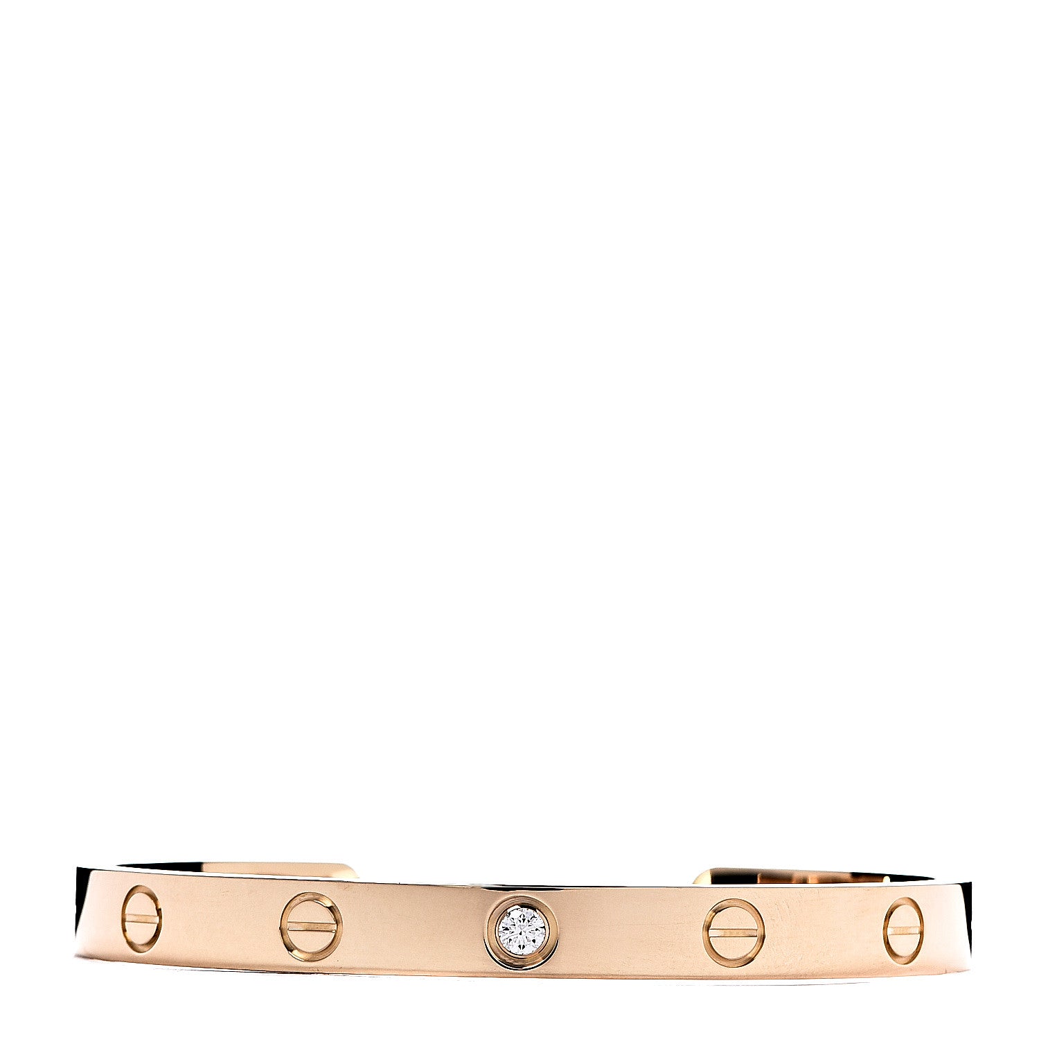 Cartier 18K Yellow Gold 1 Diamond LOVE Cuff Bracelet 17 1 of 5
