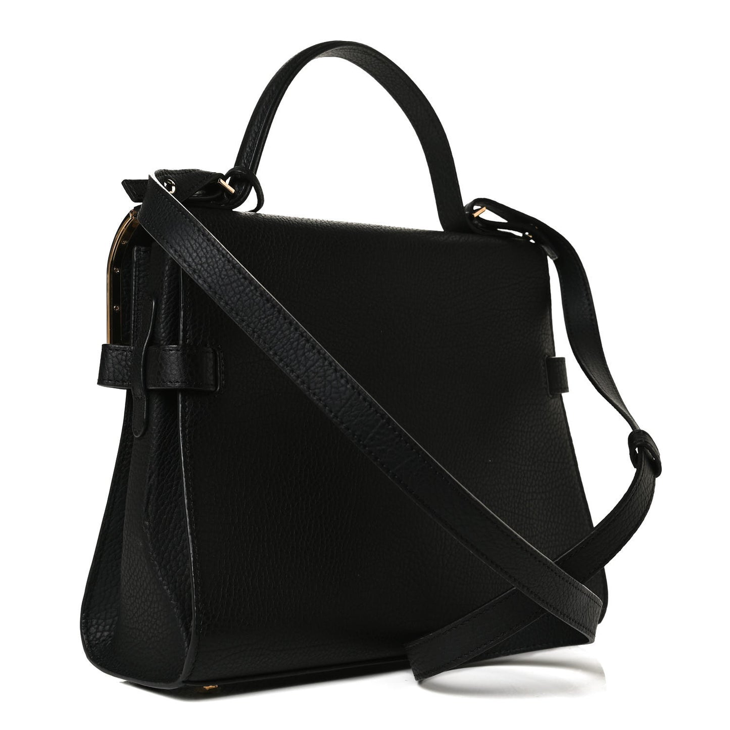 Grained Calfskin MM Metal Frame Tempete Satchel Black