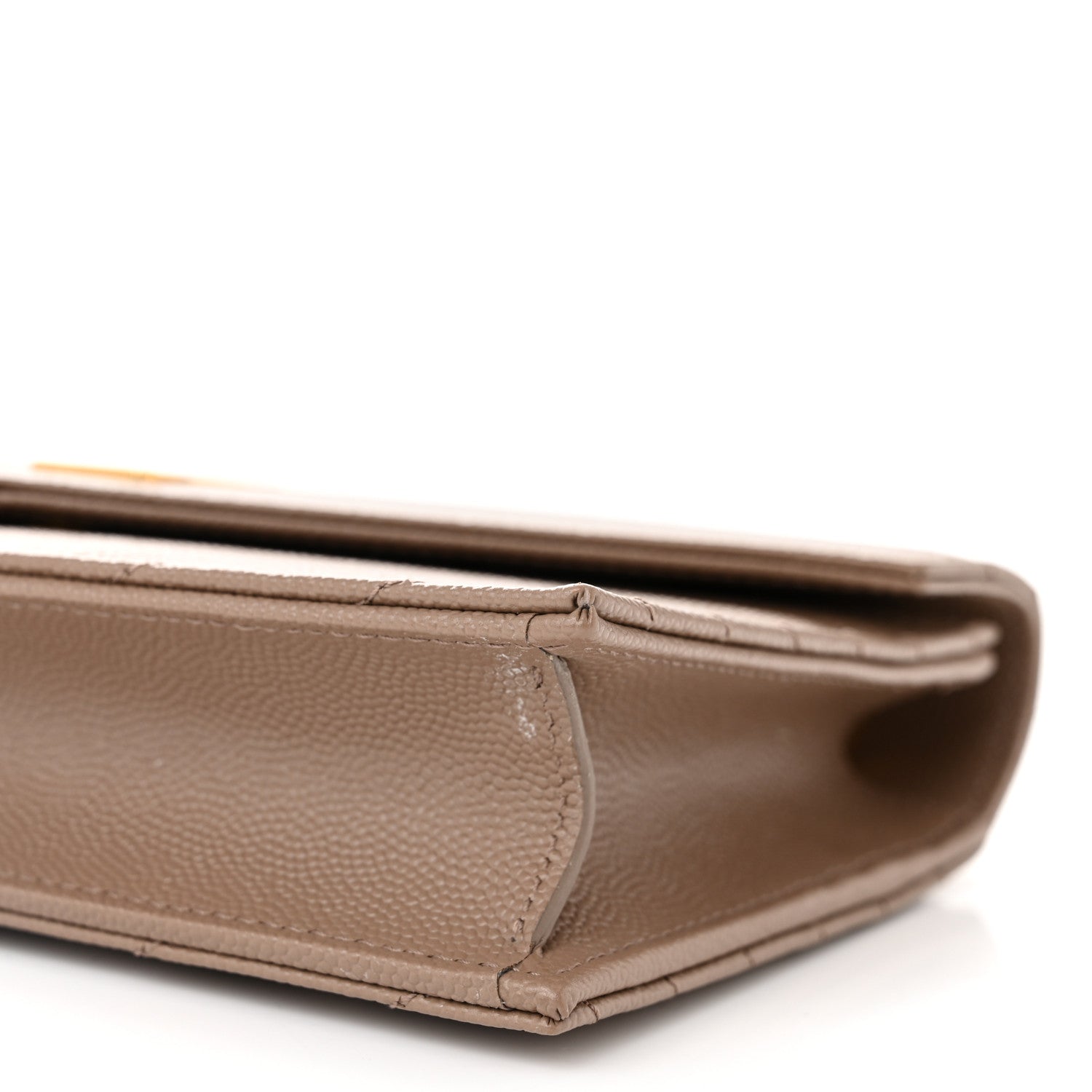Saint Laurent Grain De Poudre Matelasse Chevron Monogram Envelope Chain Wallet Dark Latte 10 of 11