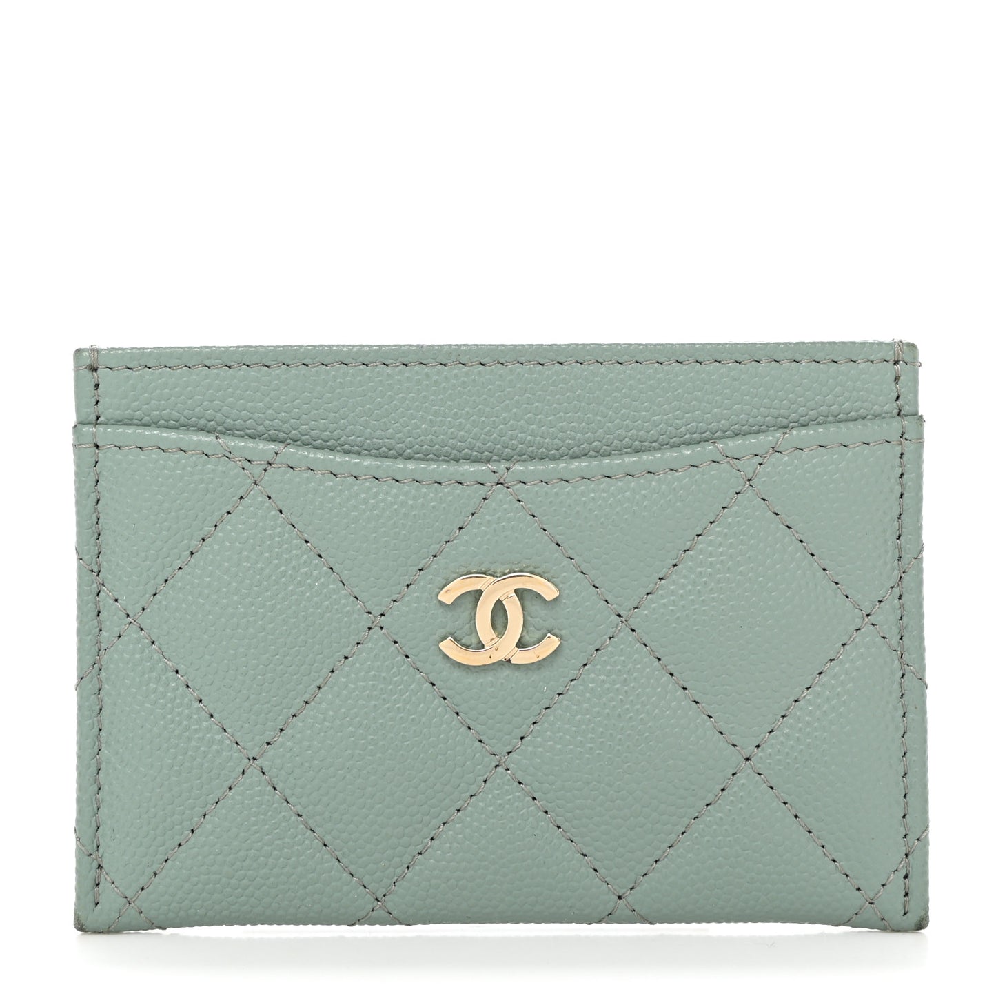 Caviar Quilted Card Holder Light Blue