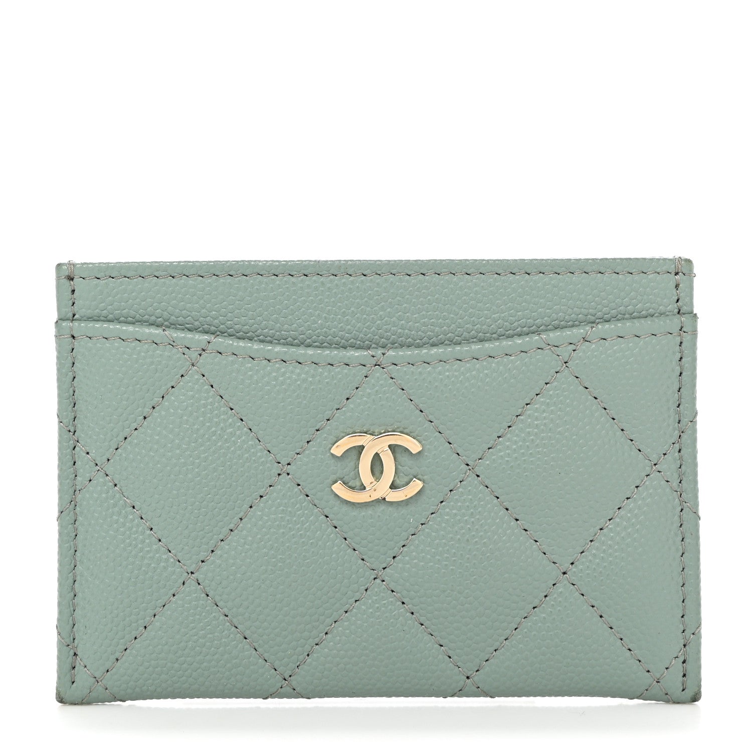 Chanel Caviar Quilted Card Holder Light Blue 1 of 10