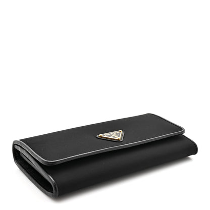 Prada Tessuto Saffiano Triangle Logo Continental Flap Travel Wallet Black 4 of 9