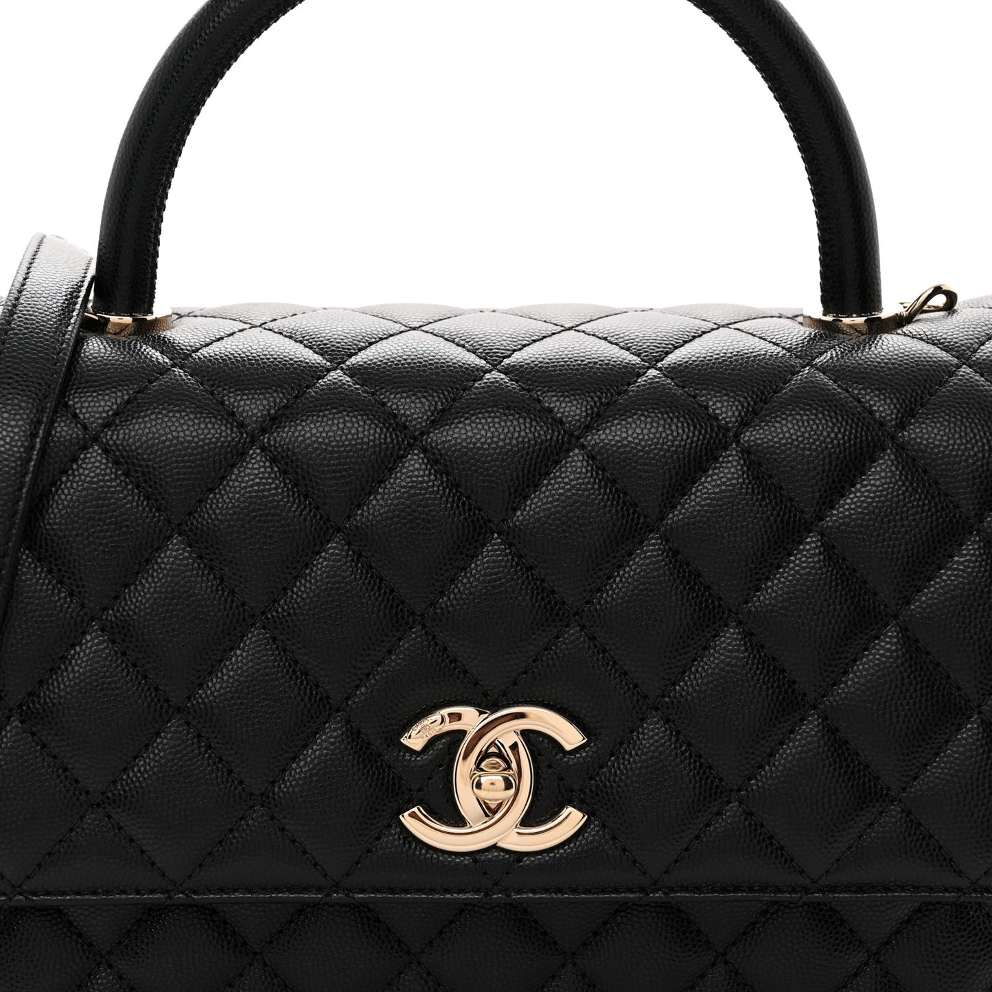 Caviar Quilted Small Coco Handle Flap Black