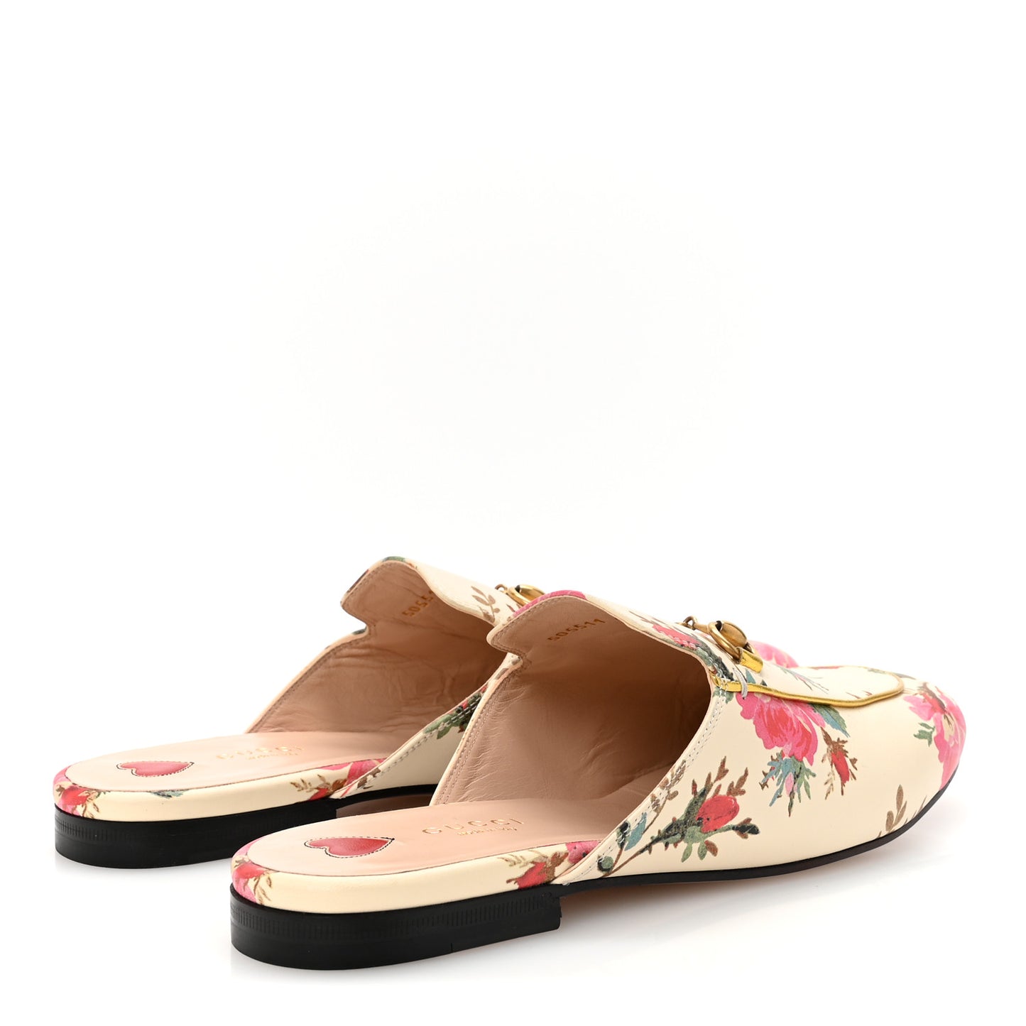 Calfskin Stamp Allover Rose Princetown Slippers 40 Ivory Multicolor