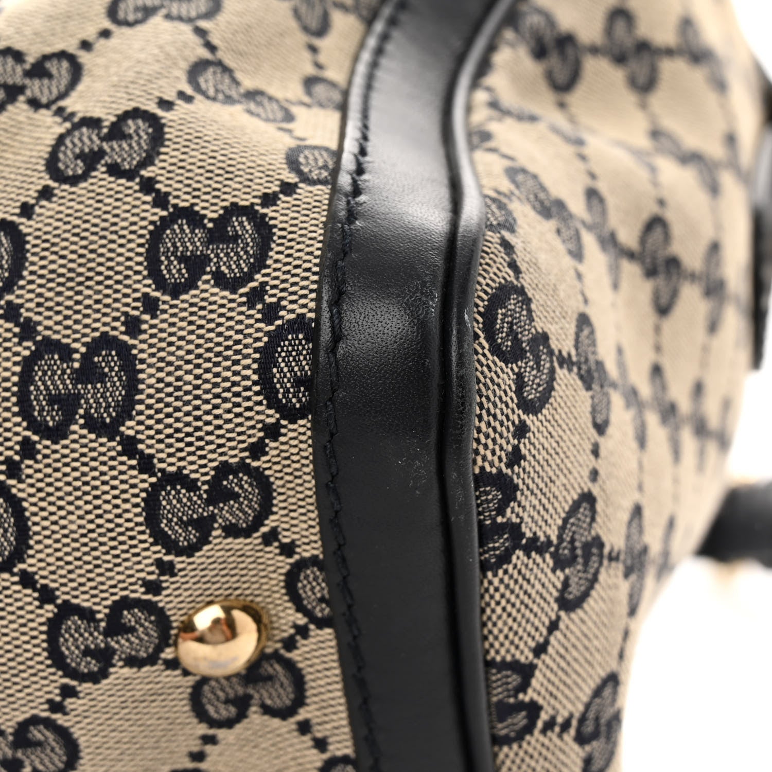 Gucci Monogram Selleria Calfskin Vintage Web Medium Boston Beige Blue 10 of 10