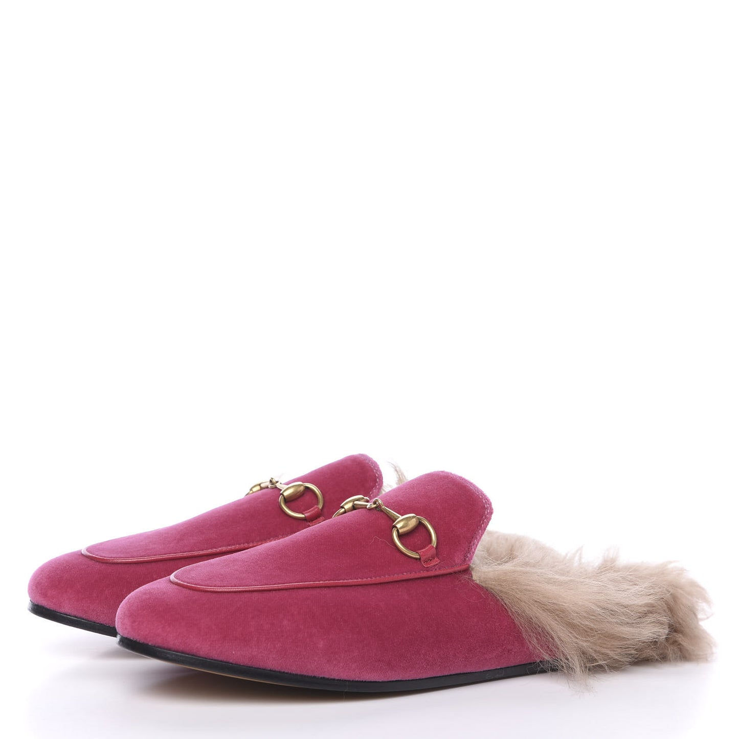 Velvet Fur Womens Princetown Slippers 36.5 Raspberry Rose