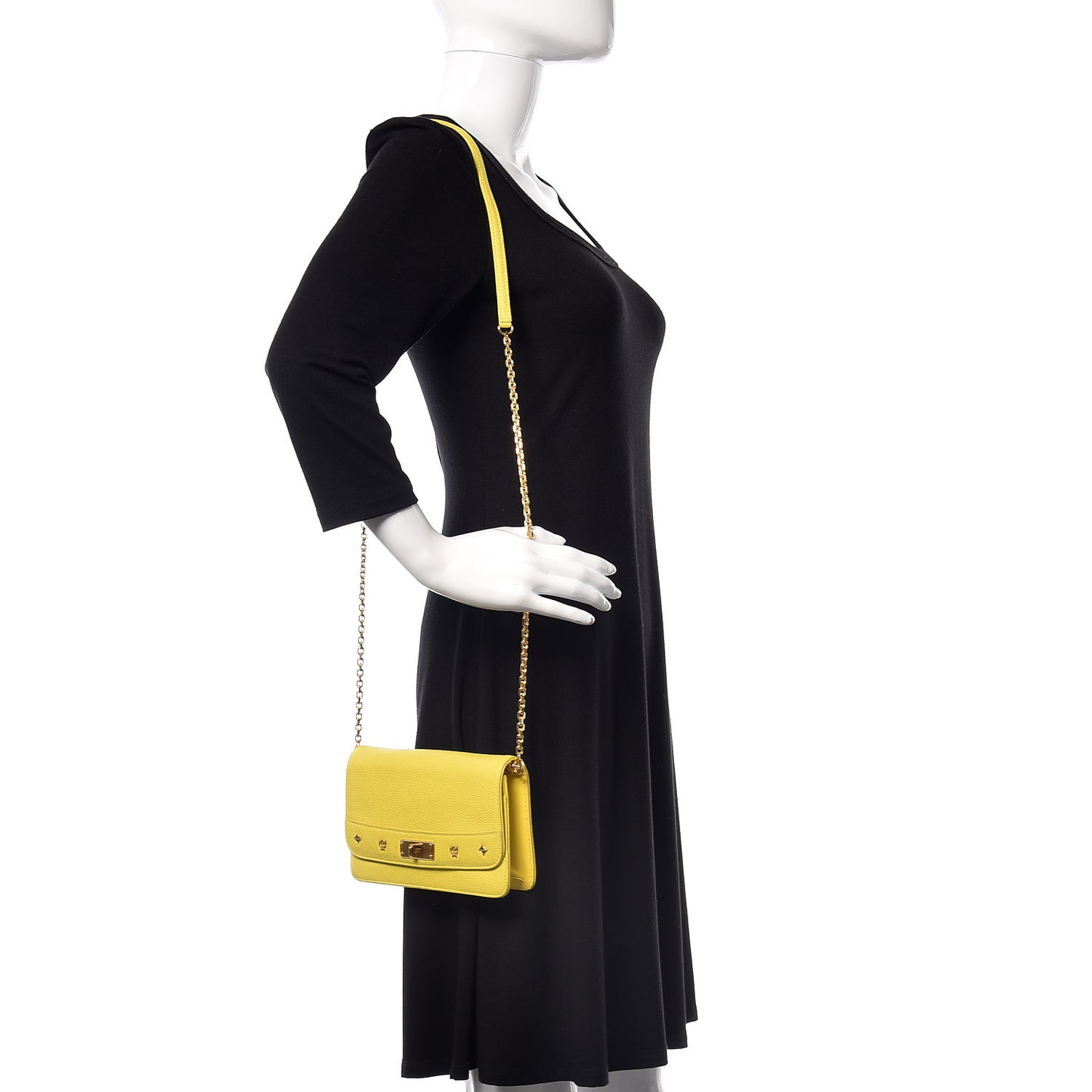 Calfskin Chain Wallet Yellow