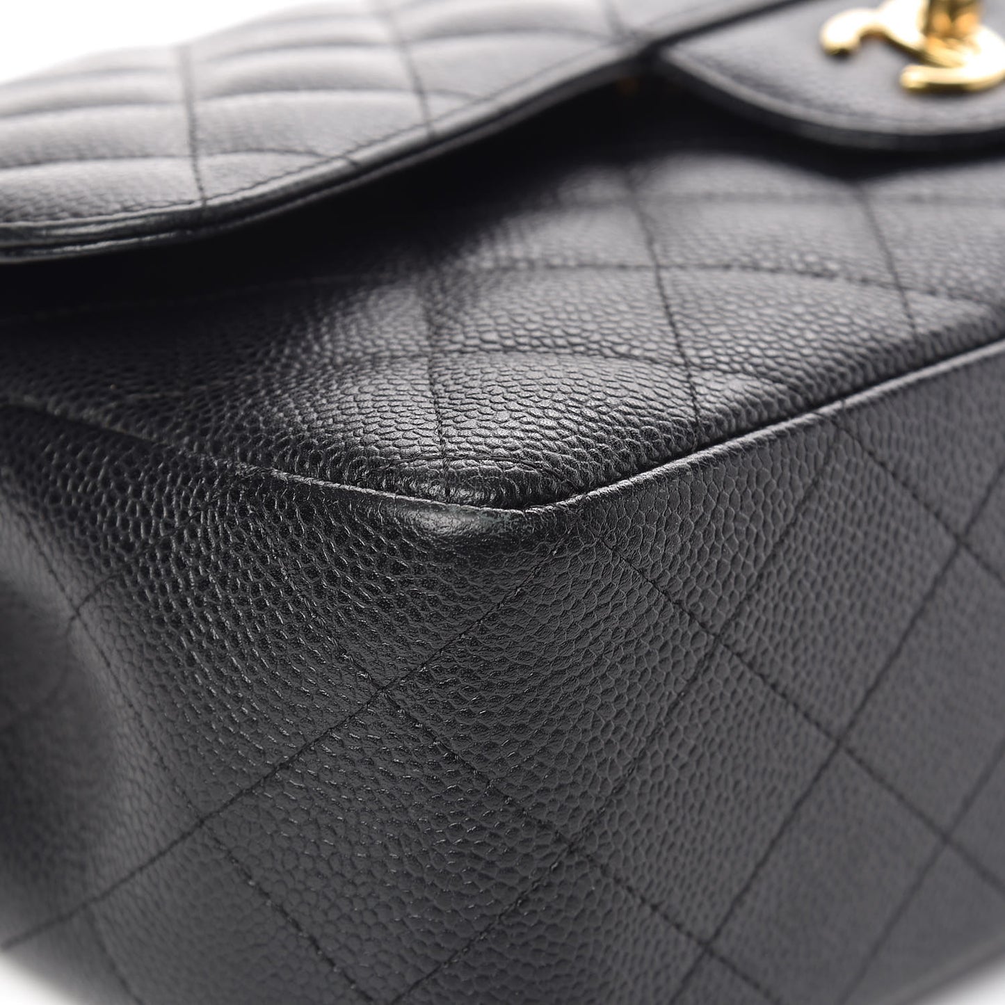 Caviar Quilted Jumbo Double Flap Black