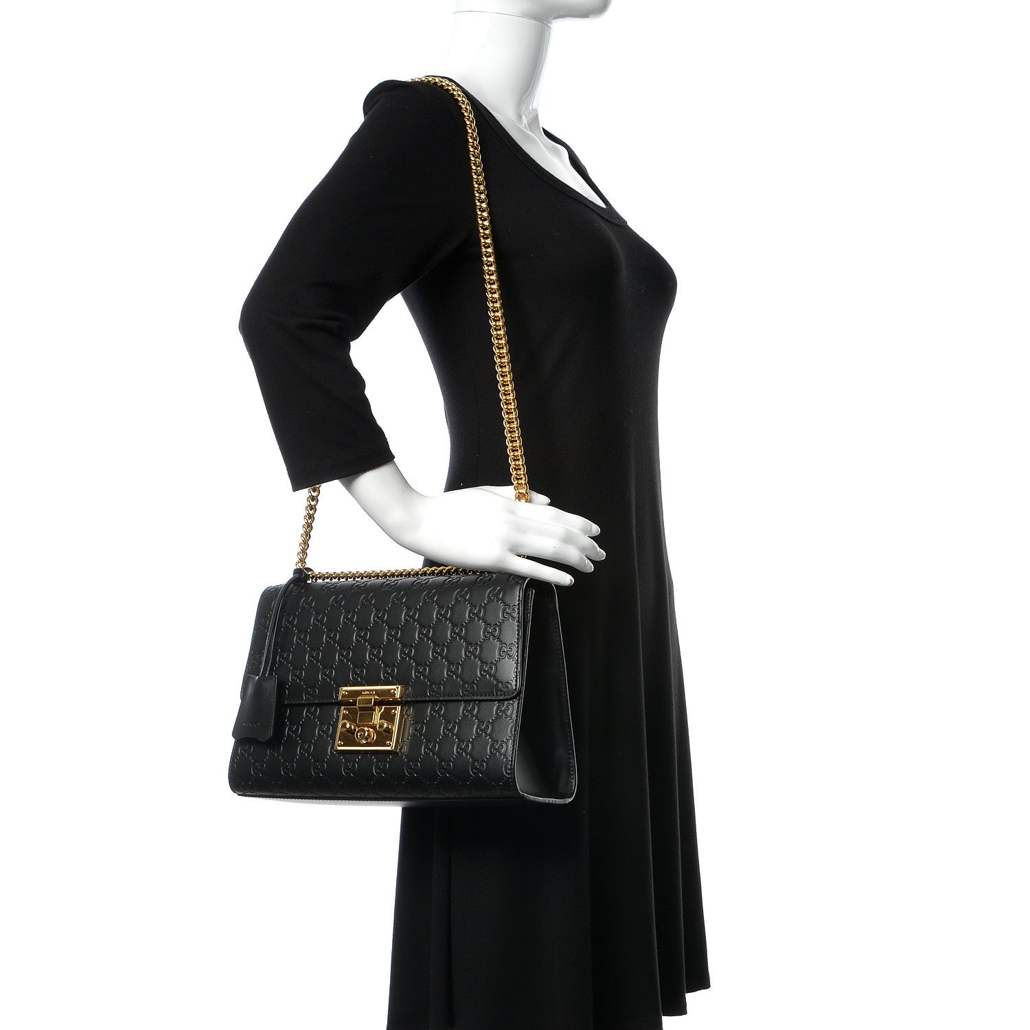 Gucci Guccissima Medium Padlock Shoulder Bag Black 2 of 9