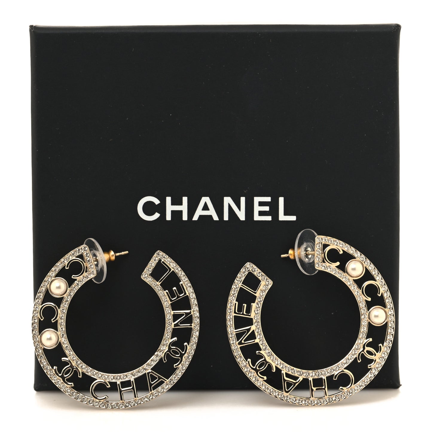 Crystal Pearl Bow-tiful CC Hoop Earrings Gold