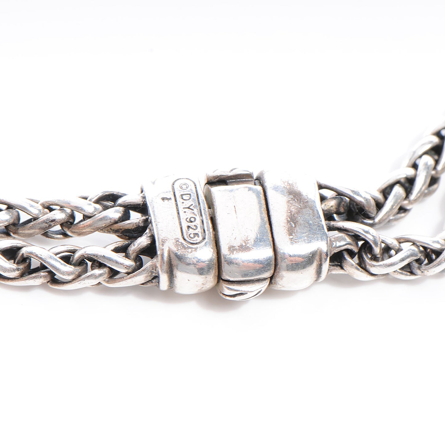 Sterling Silver Diamond 18mm Double Wheat Chain Necklace