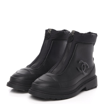 Chanel Calfskin Nylon CC Ankle Snow Boots 35.5 Black 3 of 8