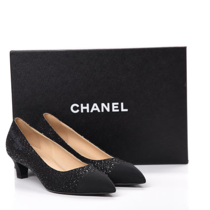 Chanel Tweed Grosgrain Cap Toe Gabrielle Pumps 35.5 Black 9 of 9